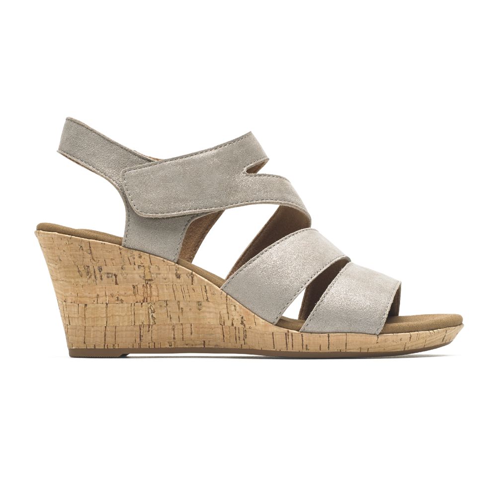 Rockport Canada Briah Strappy Comfort - Womens Wedges Sandals Khaki (PWR587062)